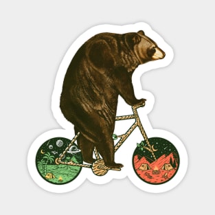 Cycling Bear, Biker Bear, Retro Vintage Funny Bear Humor, Bear Pun, Cycling Humor, Cycling Pun, Bear Sarcasm, Bear Art, Bear Riding Bike, Bicycle Riding Bear Fun Art, Hipster Bear Rider Magnet