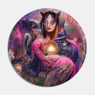 Psychedelic woman with a cat♥ Pin