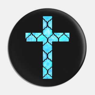 Blue Easter Cross Design Pin