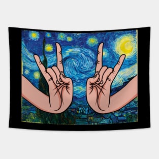 Japanese Rock Hands In The Starry Night Tapestry