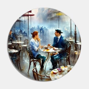 beauitful woman on parisian cafe Pin