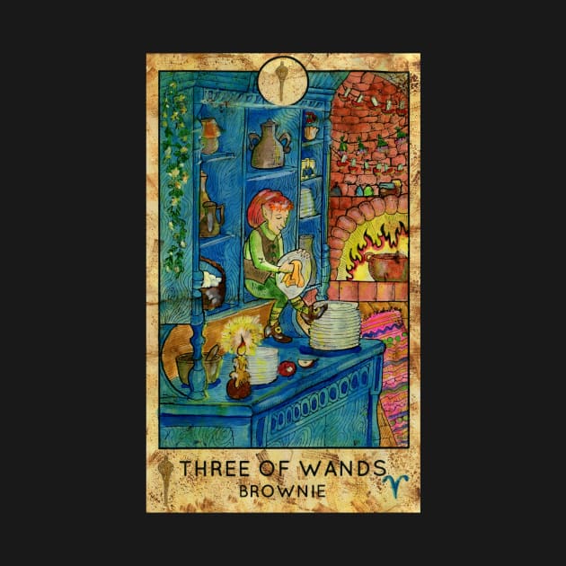 Three Of Wands. Minor Arcana Tarot Card Design. by Mystic Arts