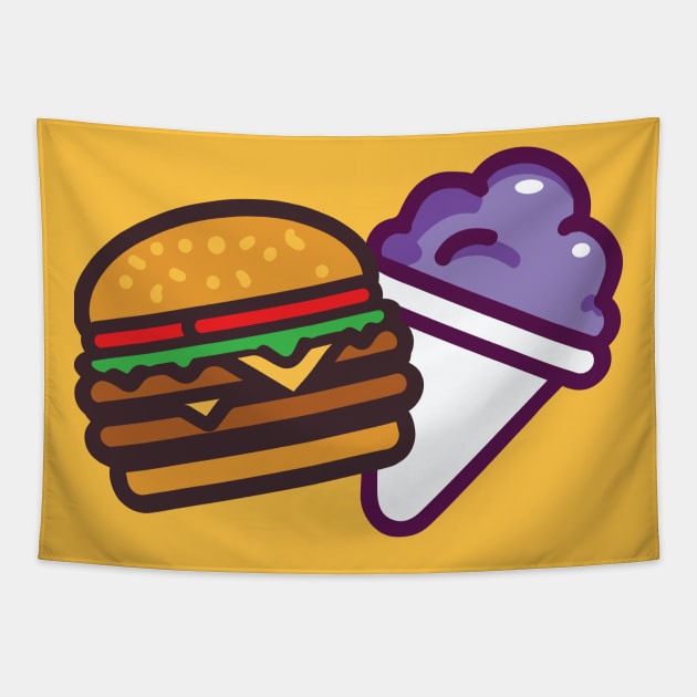 Burger and a Grape Snow Cone Tapestry by Pufahl