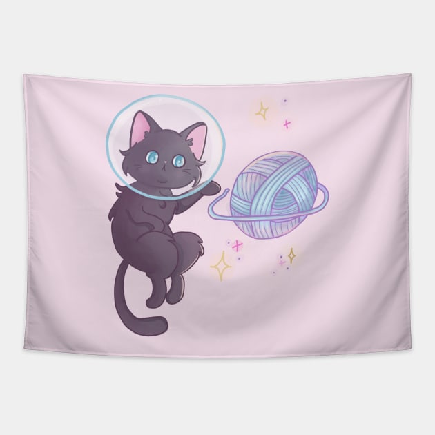 Cute Space Cat Astronaut Tapestry by Pastel Magic