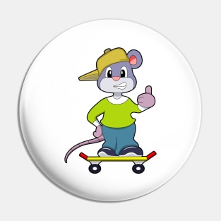 Mouse as Skater with Skateboard Pin