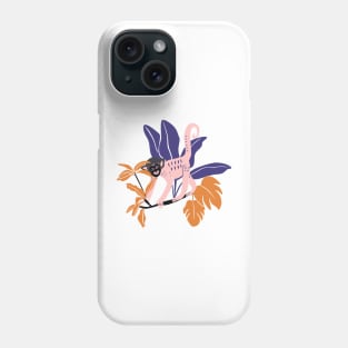 Crazy wild tropical monkey with monstera leaves Phone Case