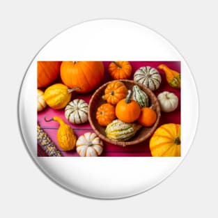 Autumn Pumpkins On Red Boards Still life Pin