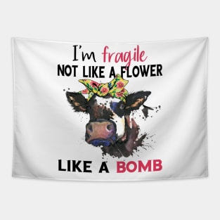 I am fragile not like a flower , like a bomb watercolor: Woman power Tapestry