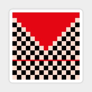 Classic Black and White Red Checker Ethnic Pattern Magnet