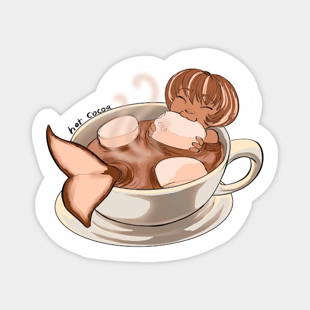 Hot Cocoa Mermaid Magnet by TessRosenthal