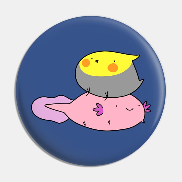 Cockatiel and Axolotl Pin by saradaboru