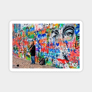 John Lennon listening to a street musician Magnet