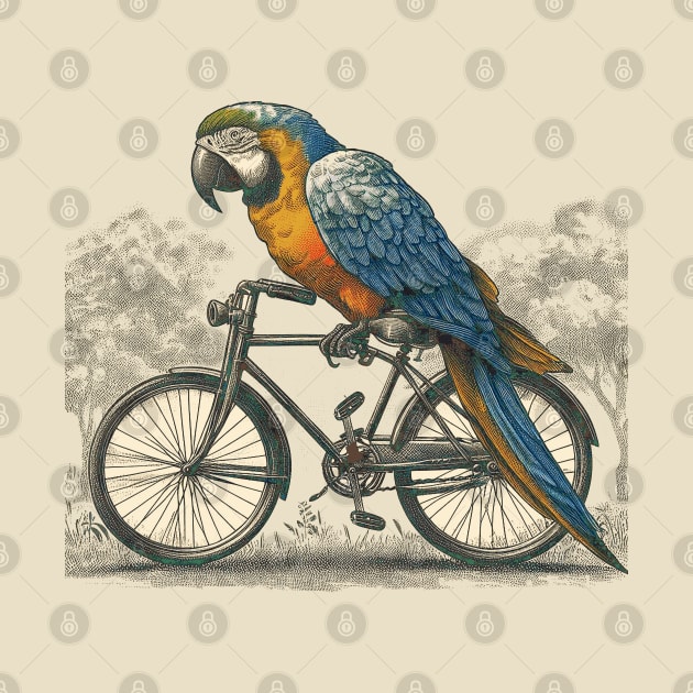 McCaw Parrot on a bicycle by Midcenturydave