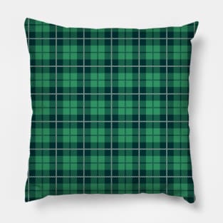Green and White Flannel Tartan Pattern Pillow