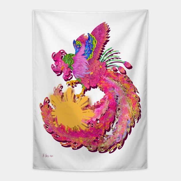 Sarimanok Pink Tapestry by M.Castillo