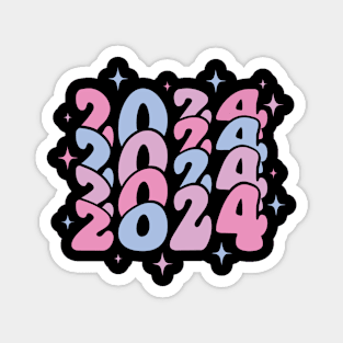 2024 2024 2024 2024 pastel retro wavy Magnet