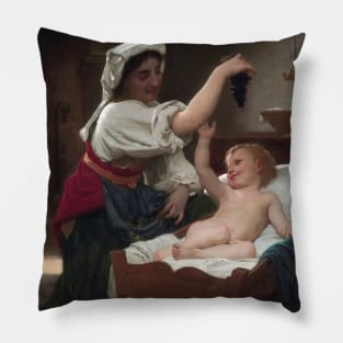 The Bunch Of Grape by William-Adolphe Bouguereau Pillow