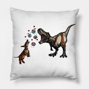 T-Rex vs Sausage dog Pillow