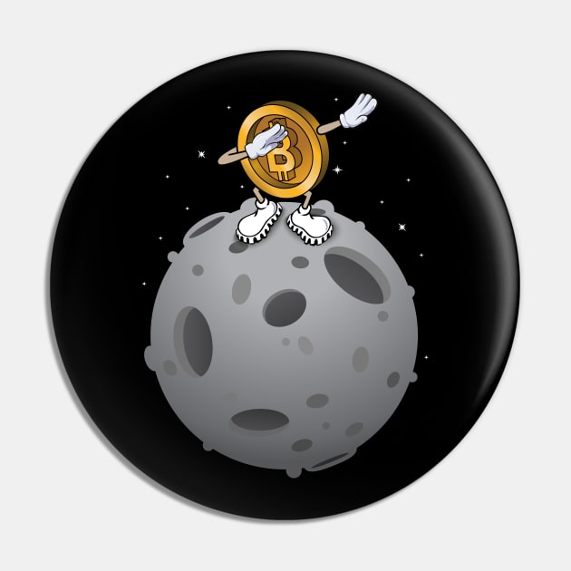 Bitcoin Dabbing on the Moon - BTC Crypto Hodler Pin by Biped Stuff