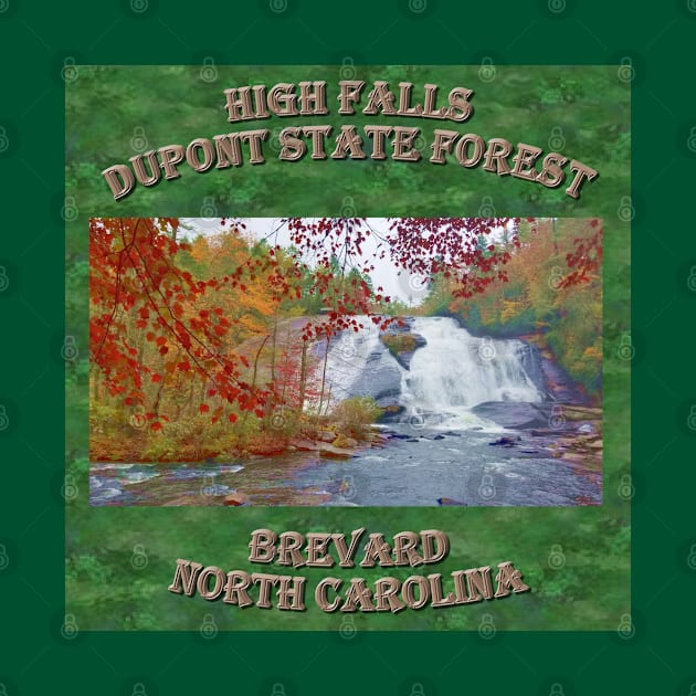 Brevard North Carolina NC High Falls DuPont State Forest - Pretty and Beautiful Waterfall Mountain Nature Scene Tan Letter Version by CDC Gold Designs