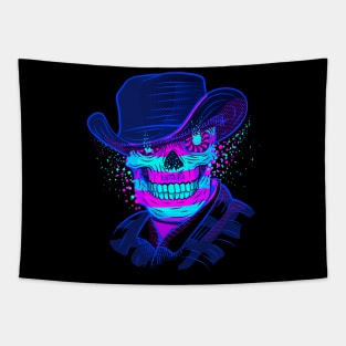 Neon Cowboy Skull Tapestry