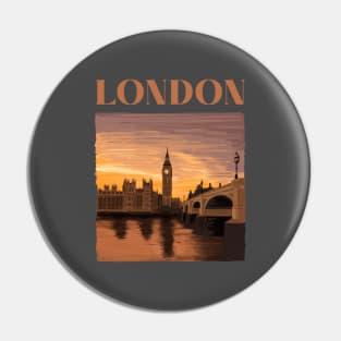 London by sunset Illustration Pin