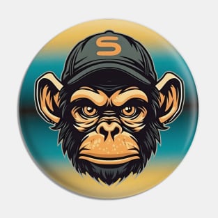 Chimpanzee monkey with a cap Pin