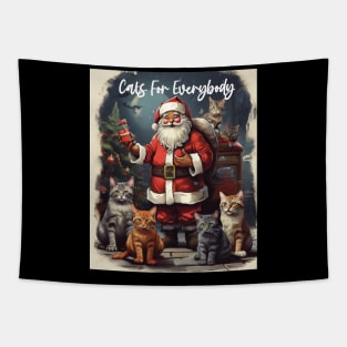 Cats For Everybody - Christmas Ugly Sweater - Funny Santa Xmas Pajama Tapestry