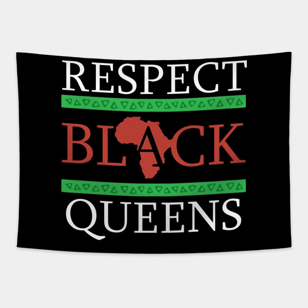 Respect Black Queens! Black Pride Gift Tapestry by Jamrock Designs