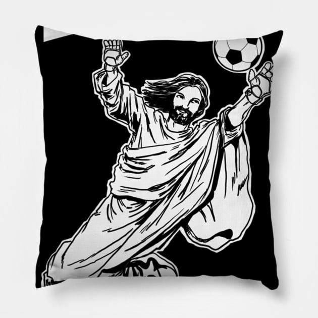 Jesus saves soccer goalie Pillow by HaroldKeller