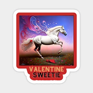 Valentine Sweetie (white prancing horse) Magnet