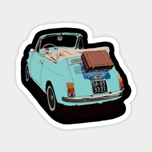 With vintage car, journey, Road Trip, Mint color car Magnet