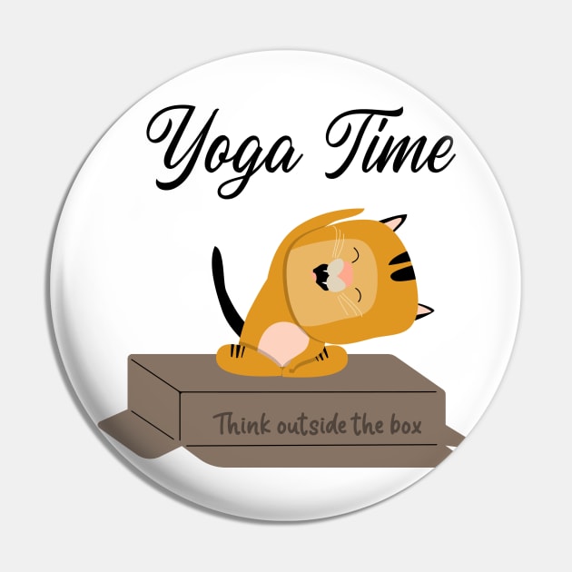 Yoga Cat / Yoga Time / Yoga Training T-shirt / Cute Cat Doing Yoga / Think Outside The Box Pin by Redboy