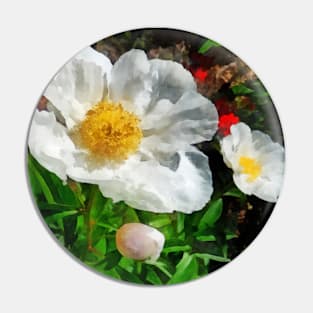 Two White Poppies Pin