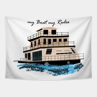 HOUSE BOAT CAPTAIN SAILOR FISHING Tapestry