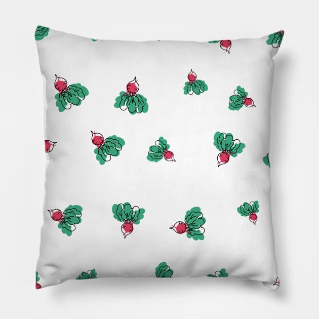 Small Red Radish Pattern Pillow by HappyGiftArt