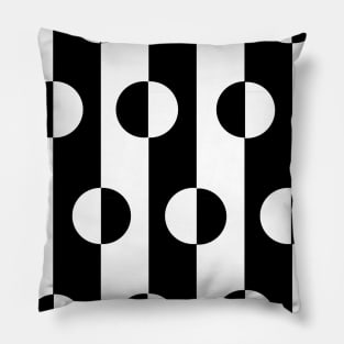 Circles Stripes Black and White Pattern Pillow