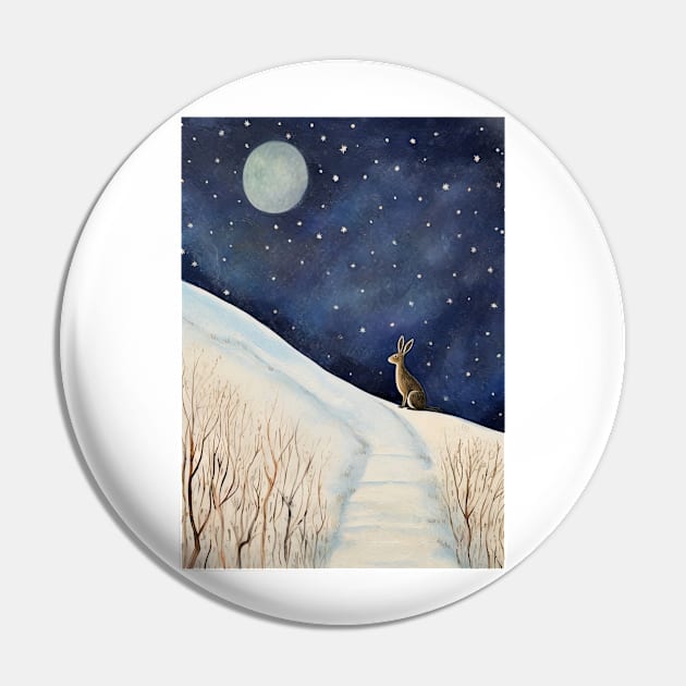 Moonlit Reverie: The Hare's Serenity Pin by thewandswant