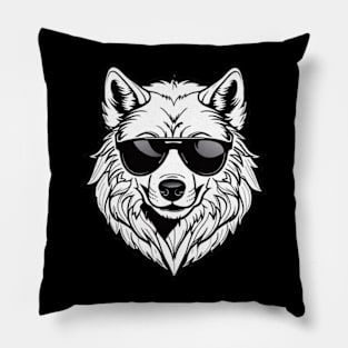 Cool White Wolf (Small Version) Pillow