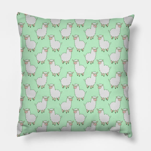 White Alpaca Pattern Pillow by saradaboru