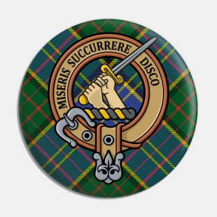 Clan MacMillan Crest over Hunting Tartan Pin