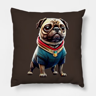 Pug in Mystic Wizard Costume - Cute Pug Dressed as a Sorcerer Pillow