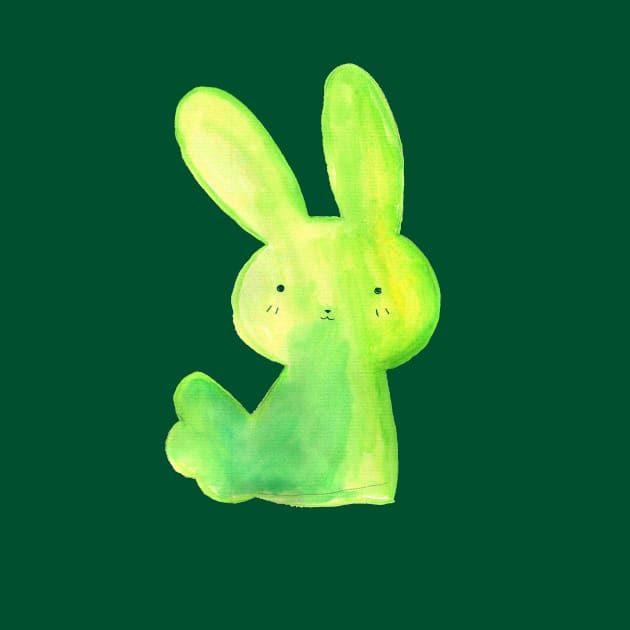 Green Watercolor Bunny by saradaboru