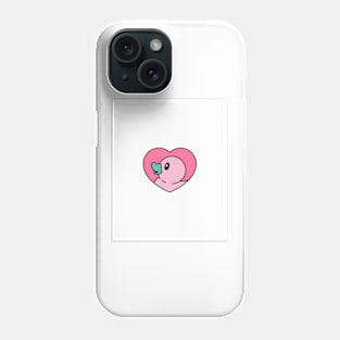 Cute Duck With A Pink Heart Background Phone Case