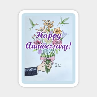 Happy Anniversary with a bouquet of flower Magnet