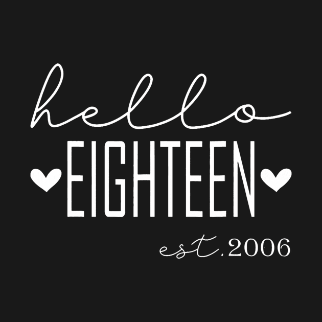 Hello Eighteen Est 2006 18 Years Old 18th Birthday by Daysy1