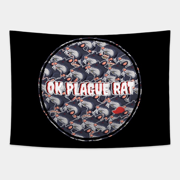 OK Plague Rat One Red Hat Crowd Design Circle Tapestry by aaallsmiles