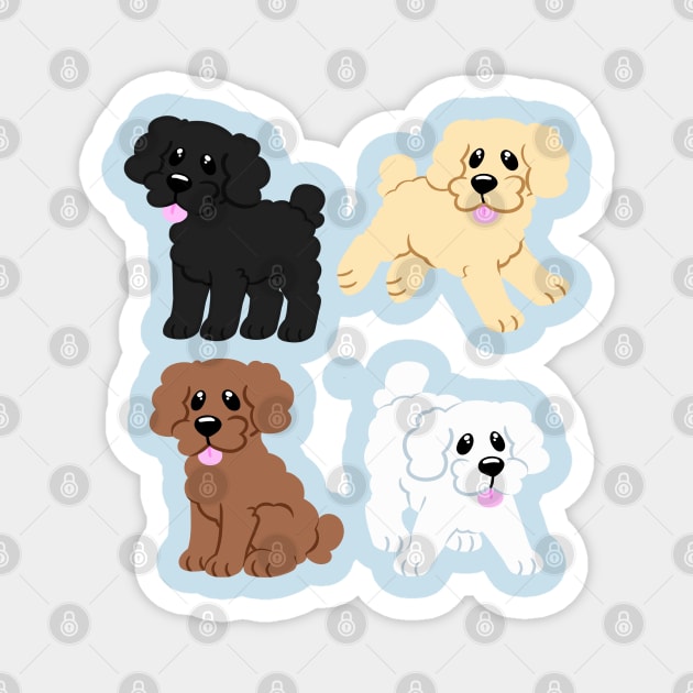 Simple Poodles in Blue Magnet by leashonlife