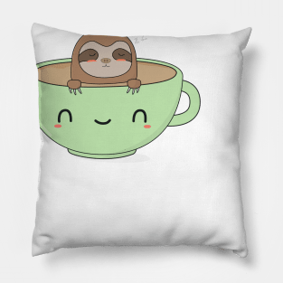 Cute Cartoon Coffee Sloth Pillow