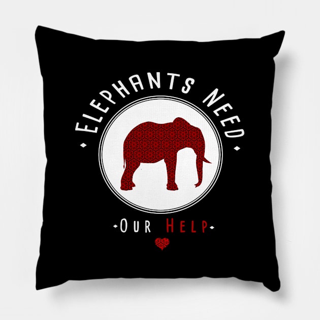 Elephants Need Our Help Pillow by TaliDe